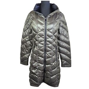 Andrew Marc Women's Olive Green Metallic Down Packable Puffer Coat Size Small